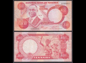 NIGERIA - 10 NAIRA Banknote PICK 25d (1984-2000) VF (3) sig. 9 (31968