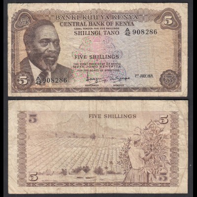 KENIA - KENYA 5 Shillings Banknote 1971 Pick 6b VG (5) (32044