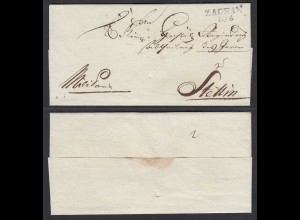 ca. 1825 Umschlag ZACHAN L2 11.4. nach STETTIN (32103