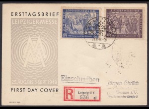 SBZ Leipziger Herbstmesse 1948 FDC Ersttagbrief per Einschreiben (20286