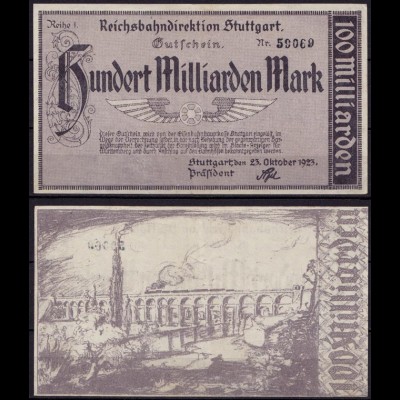 Reichsbahn Stuttgart 100 Milliarden Mark 1923 Reihe 1 (ca719