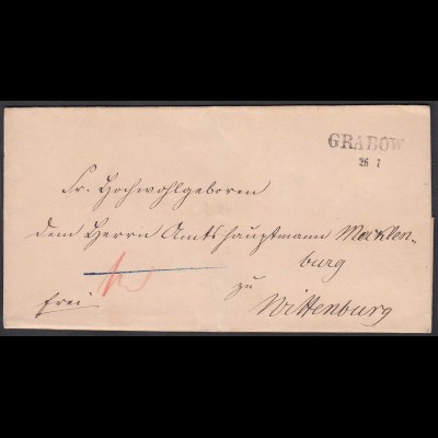Alter Umschlag GRABOW L2 nach WITTENBURG (25848
