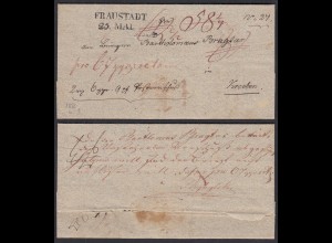 1820 FRAUSTADT L2 Schlesien Brief mit Inhalt nach KROEBEN Posen (32129