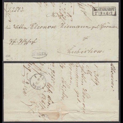 1864 PR: STARGARDT R2 Westpreussen Brief mit Inhalt + Briefträger Stempel (32130