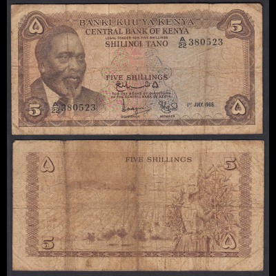 KENIA - KENYA 5 Shillings Banknote 1968 Pick 1c VG (5) (32039