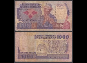 Madagaskar - Madagascar 1000 Francs (1988-93) Pick 72a VG (5) sig.2 (32031
