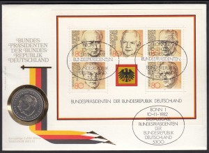 Numisbrief Deutsche Bundespräsidenten mit 2.00 DM Heuss Münze 1982 (23436
