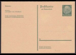 Deutsches Reich 1933 Ganzsache P220I mit Antwortkarte ungebraucht (32154