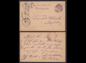 BERNBURG-BHF Deutsches Reich 1881 5 Pfennige Postkarte nach MAGDEBURG (32209