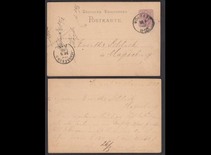 WOLGAST Deutsches Reich 1880 5 Pfennige Postkarte nach MAGDEBURG (32201