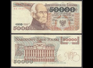 Polen - Poland - 50000 50.000 Zloty Banknote 1989 Pick 153a VF (3) (31024