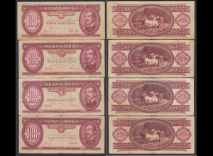 UNGARN - HUNGARY 4 x 100 Forint 1980,1984,1992,1993 Pick 171f+g und 174a+b 