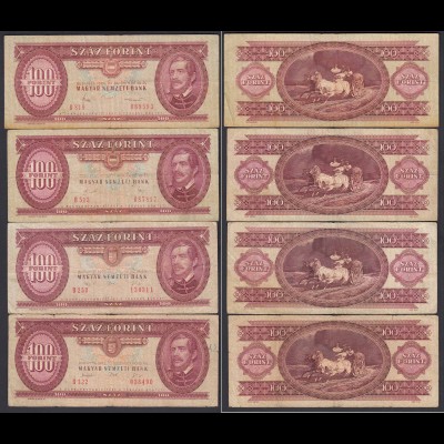 UNGARN - HUNGARY 4 x 100 Forint 1980,1984,1992,1993 Pick 171f+g und 174a+b 