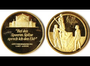Silber-Medaille vergoldet 925er Sterling 44 mm 31,8 Gramm Götterdämmerung (r1264