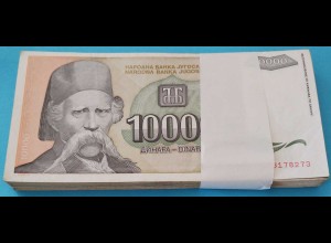 Jugoslawien - Yugoslavia Bundle mit 100 Stück 10000 10.000 Dinara 1993 Pick 129