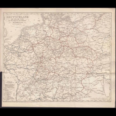 Deutschland Karte Übersicht der Eisenbahnen Hauptstrassen + anliegende Länder