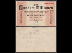 Glashütte 100 Millionen Mark NOTGELD Gutschein 1923 (32281