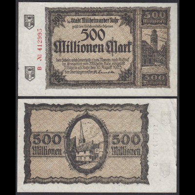 Mülheim Ruhr 500 Millionen Mark NOTGELD Gutschein 1923 (32285