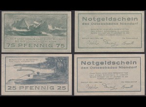 Niendorf 25 + 75 Pfennig NOTGELD Gutschein 1921 (32293