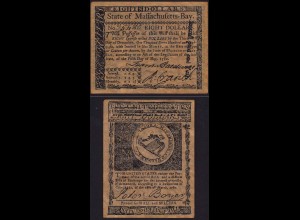 USA 1780 - 8 Dollar MASSACHUSETTS 1780 - siehe Beschreibung (15283
