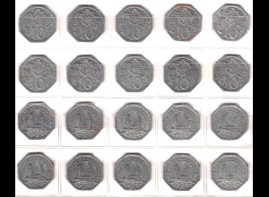Germany - 10 pieces of 10 Pfennig HAMM 1919 Notgeld Iron RAR (32376