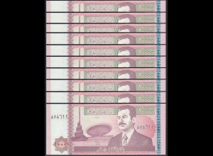 Lot 10 Stück Irak - Iraq 10000 10.000 Dinars Pick 89 UNC (1) 2002 (30185