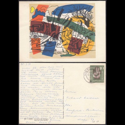 FRANCE F. LEGER peintre français carte rare La partie de campagne (32349