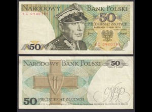 Polen - Poland 50 Zloty Banknote 1975 Pick 142a VF (3) (32361