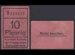 10 Pfennig ESSEN, Konsum-Anstalt Krupp’schen Gussstahlfabrik Notgeld (32371