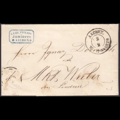 1836 AACHEN Nachts Brief nach WEILER bei Lindau mit Inhalt (32404
