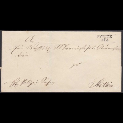 ca. 1825 PYRITZ L2 (jetzt Polen) Umschlag nach Stettin (32416