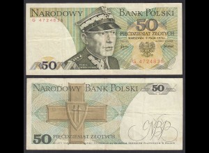 Polen - Poland 50 Zloty Banknote 1975 Pick 142a F (4) Serie G (32362