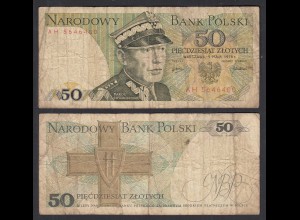 Polen - Poland 50 Zloty Banknote 1975 Pick 142a VG (5) Serie AH (32366