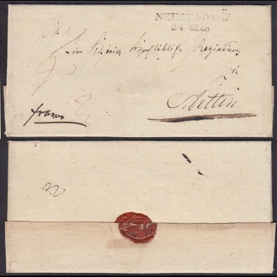 ca.1817 NEUSTADT E/W L2 (Eberswalde) Umschlag nach STETTIN (32460