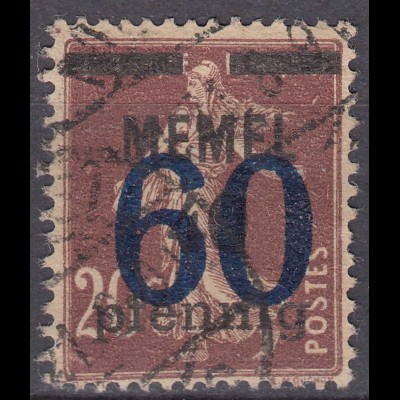 Memel 1921 Mi.35 Freimarken mit Aufdruck 60 auf 40 a 20 gestempelt used (70480