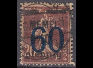Memel 1921 Mi.35 Freimarken mit Aufdruck 60 auf 40 a 20 gestempelt used (70483