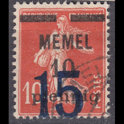 Memel 1921 Mi.34 Freimarken mit Aufdruck 15 auf 10 a 10 gestempelt used (70486