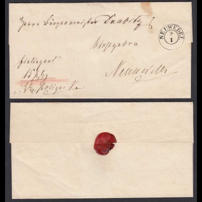 ca.1840 NEUWEDEL K2 Schlesien schöner alter Umschlag als Ortsbrief (32483