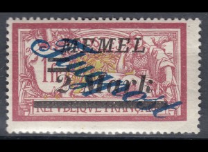 Memel 1922 Mi. 77 Freimarken mit Aufdruck 2 M. auf 1 Fr. ** MNH (70506