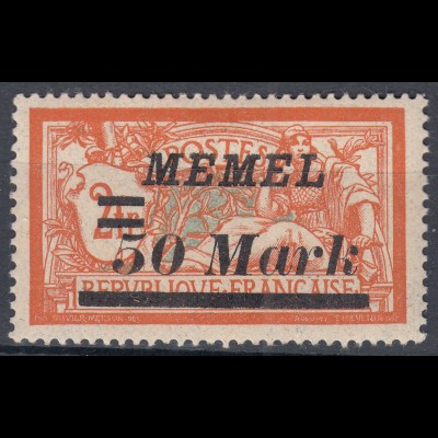 Memel 1922 Mi. 97 Freimarken mit Aufdruck 50 M. auf 2 Fr. * MH (70507