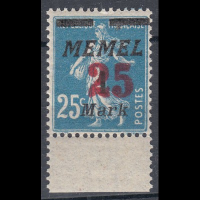 Memel 1923 Mi. 122 Freimarken mit Aufdruck 25 auf 1 M. ** MNH (70514