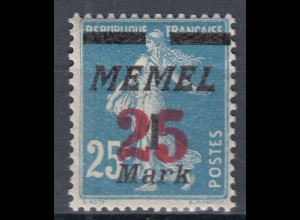 Memel 1923 Mi. 122 Freimarken mit Aufdruck 25 auf 1 M. ** MNH (70515