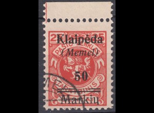 Memel 1923 Mi.131 Freimarken mit Aufdruck 50 M. auf 25 C. gestempelt used (70523