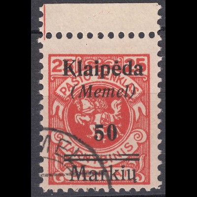 Memel 1923 Mi.131 Freimarken mit Aufdruck 50 M. auf 25 C. gestempelt used (70523