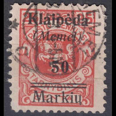 Memel 1923 Mi.131 Freimarken mit Aufdruck 50 M. auf 25 C. gestempelt used (70524