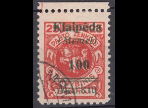Memel 1923 Mi.132 Freimarken mit Aufdruck 100 M.auf 25 C.gestempelt used (70525