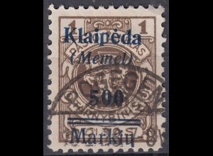 Memel 1923 Mi.134 Freimarken mit Aufdruck 500 M. auf 1 L. gestempelt used (70526