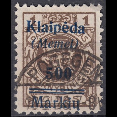 Memel 1923 Mi.134 Freimarken mit Aufdruck 500 M. auf 1 L. gestempelt used (70526