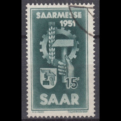 Saarland 1951 Mi. 306 – Saarmesse Saarbrücken gestempelt used (70547
