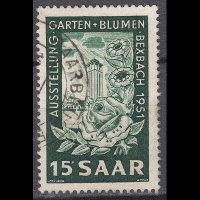 Saarland 1951 Mi. 307 – Ausstellung Garten + Blumen gestempelt used (70548